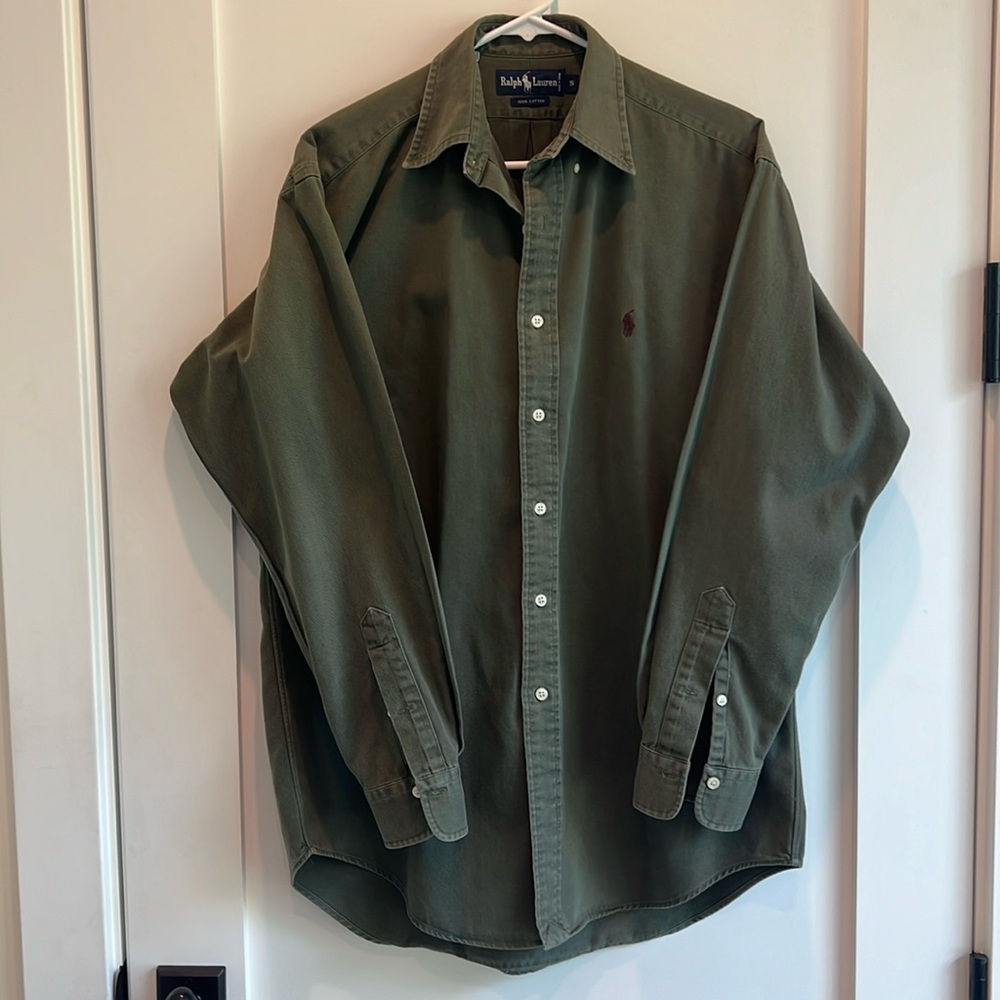 Ralph Lauren Olive Green Casual Button-Down Shirt